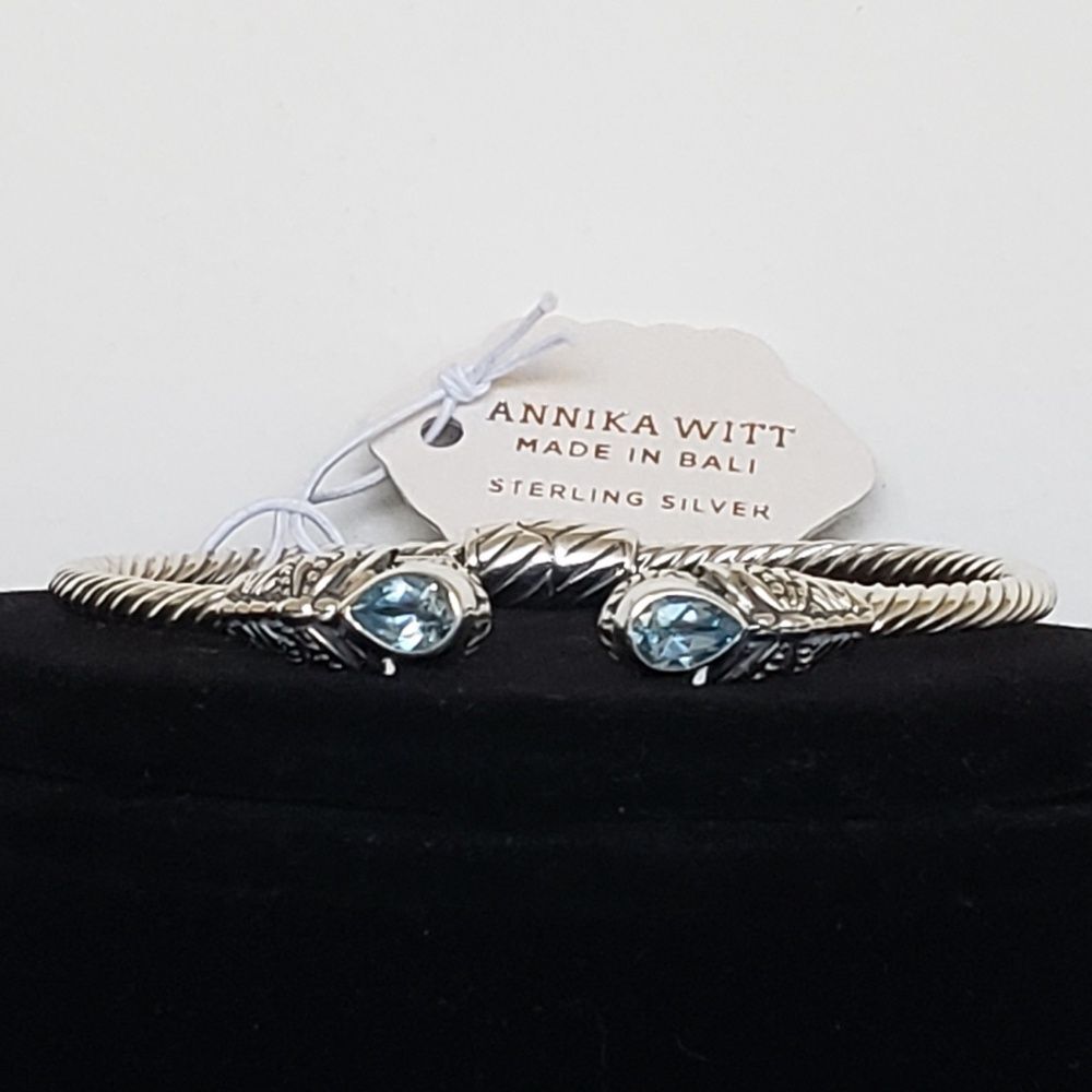 Annika Witt Sterling Silver Blue Topaz Cuff Bracelet - Picture 2 of 6